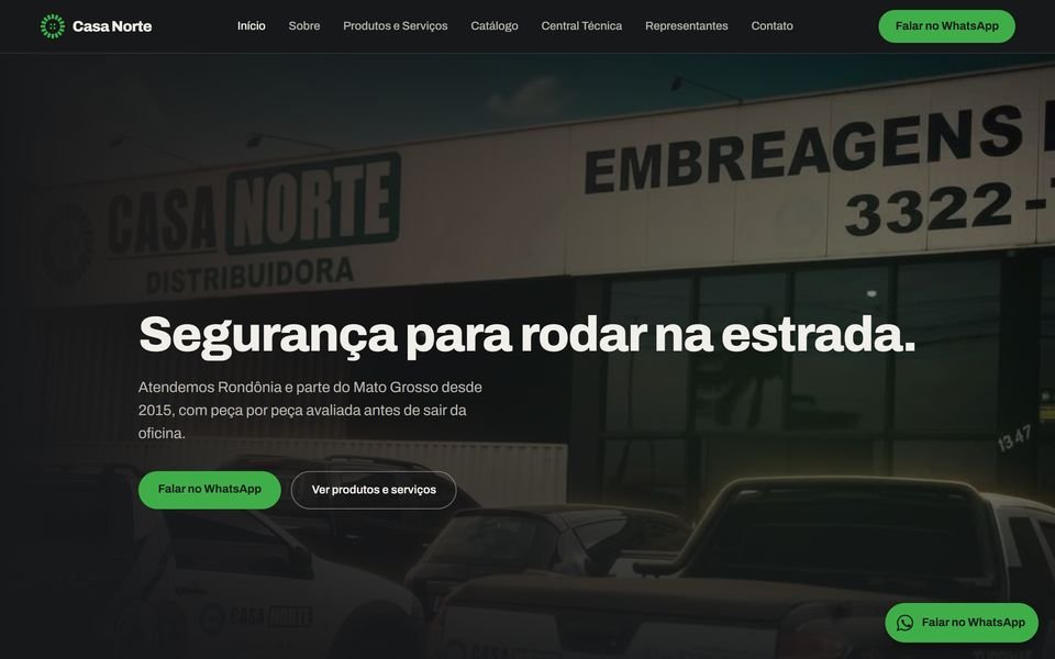 Página inicial do site da Casa Norte Embreagens